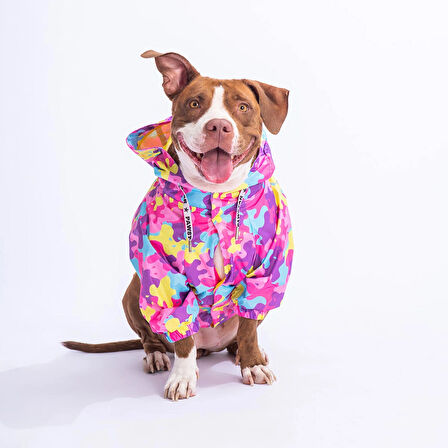 Pawstar Rosea Camouflage Fileli Su Geçirmez Orta-Büyük Irk Köpek Yağmurluğu