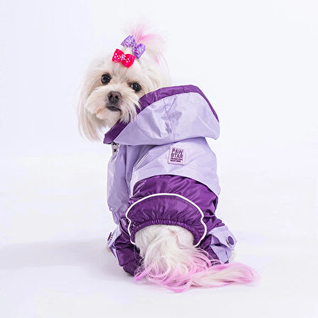 Pawstar BiColor Lila-Mor Polarlı Su Geçirmez Küçük Irk Köpek Yağmurluk Tulum