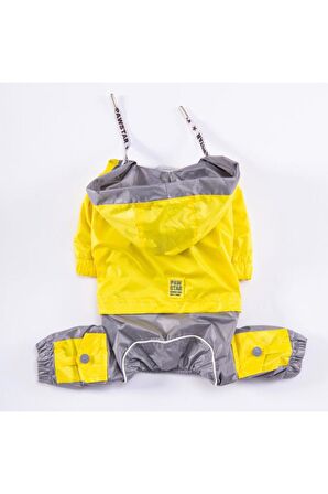 Pawstar Köpek Yellow-Grey Bicolor Rompers L Sırt33cm Göğüs46cm Boyun30cm