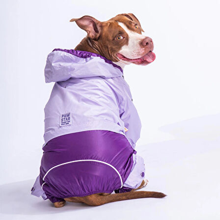 Pawstar BiColor Lila-Mor Polarlı Su Geçirmez Orta-Büyük Irk Köpek Yağmurluk Tulum