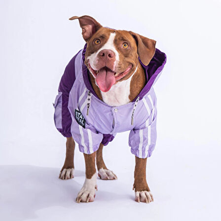 Pawstar BiColor Lila-Mor Polarlı Su Geçirmez Orta-Büyük Irk Köpek Yağmurluk Tulum