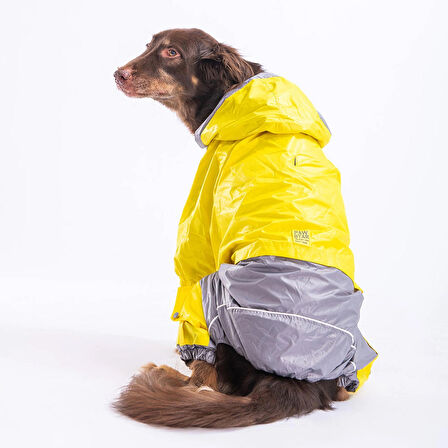 Pawstar BiColor Sarı-Gri Polarlı Su Geçirmez Orta-Büyük Irk Köpek Yağmurluk Tulum