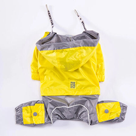 Pawstar BiColor Sarı-Gri Polarlı Su Geçirmez Orta-Büyük Irk Köpek Yağmurluk Tulum