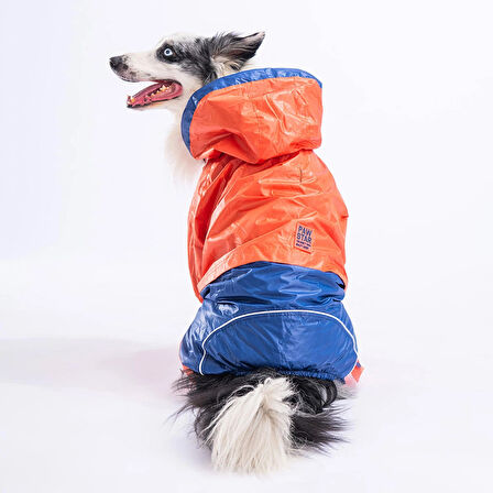 Pawstar BiColor Turuncu-Lacivert Polarlı Su Geçirmez Orta-Büyük Irk Köpek Yağmurluk Tulum