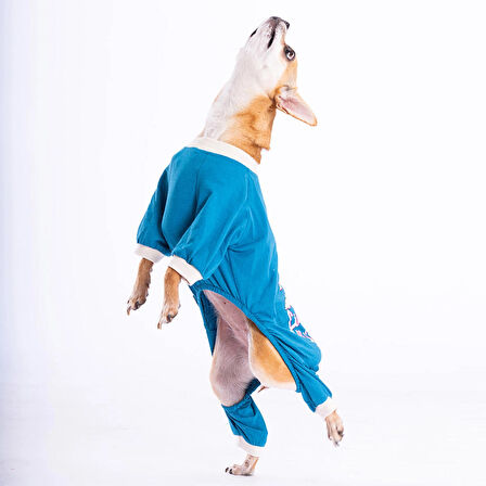 Pawstar Cadet Blue Giraffe Küçük Irk Köpek Penye Tulum Pijama (2,5 kg-11 kg arasına uygun)