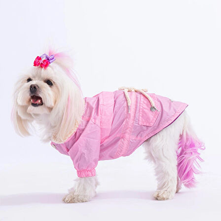 Pawstar Pink Brillante Su İtici Küçük Irk Köpek Yağmurluğu