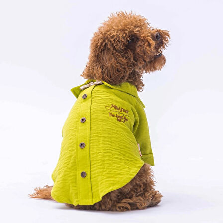 Pawstar Yeşil Linen Look Kedi ve Küçük Irk Köpek Gömleği