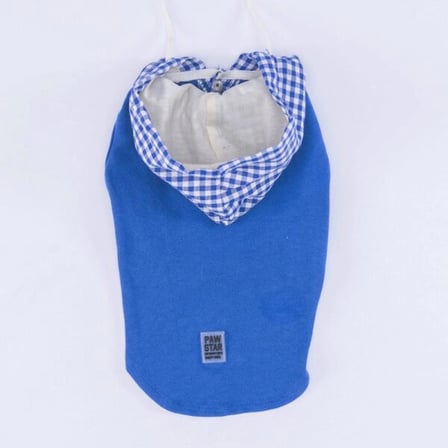 Pawstar Mavi Gingham Küçük Irk Köpek Polo T-shirtü