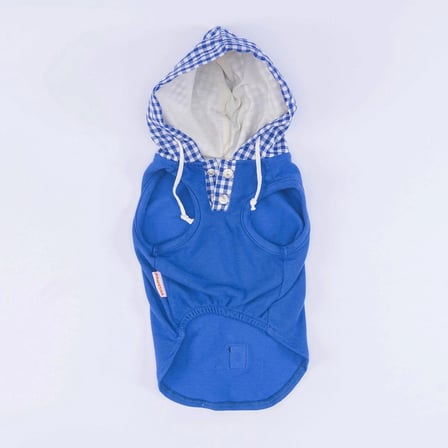 Pawstar Mavi Gingham Küçük Irk Köpek Polo T-shirtü