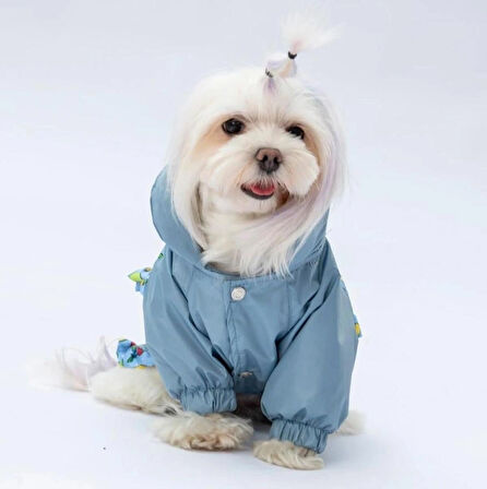 Pawstar Gri Victoria Polarlı Su Geçirmez Küçük Irk Köpek Yağmurluğu