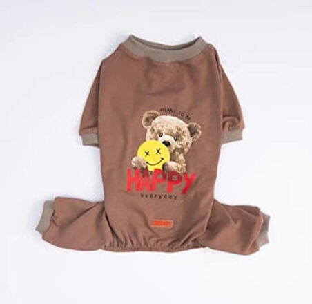 Pawstar Happy Teddy Küçük Irk Köpek Penye Tulum Pijama