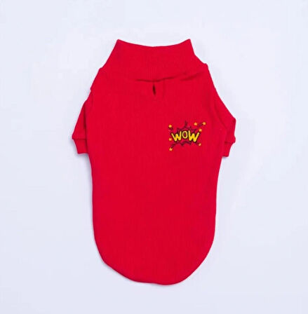 Pawstar Kırmızı Wow Nakışlı Esnek Küçük Irk Köpek Likralı Triko