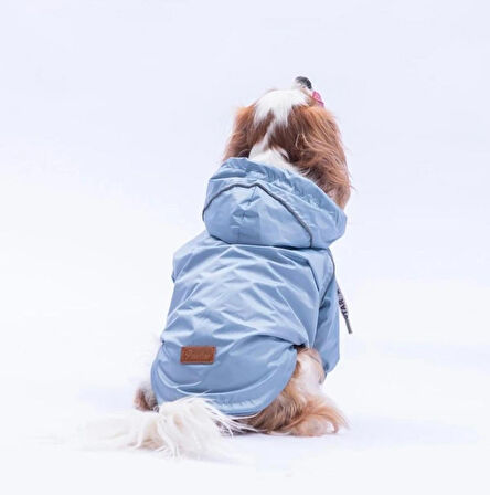 Pawstar Gri Pluvia v25 Polarlı Su Geçirmez Küçük Irk Köpek Yağmurluğu