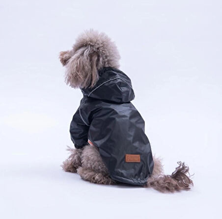 Pawstar Siyah Pluvia v25 Polarlı Su Geçirmez Küçük Irk Köpek Yağmurluğu