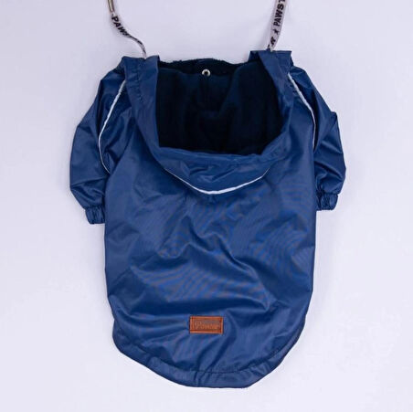 Pawstar Lacivert Pluvia v25 Polarlı Su Geçirmez Küçük Irk Köpek Yağmurluğu