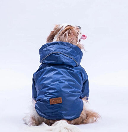 Pawstar Lacivert Pluvia v25 Polarlı Su Geçirmez Küçük Irk Köpek Yağmurluğu
