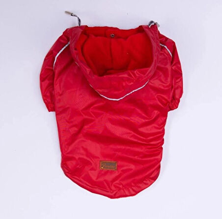 Pawstar Kırmızı Pluvia v25 Polarlı Su Geçirmez Küçük Irk Köpek Yağmurluğu