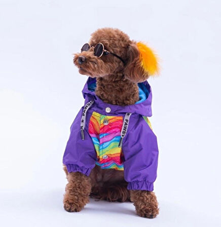 Pawstar Rio Rainbow Polarlı Su Geçirmez Küçük Irk Köpek Yağmurluğu