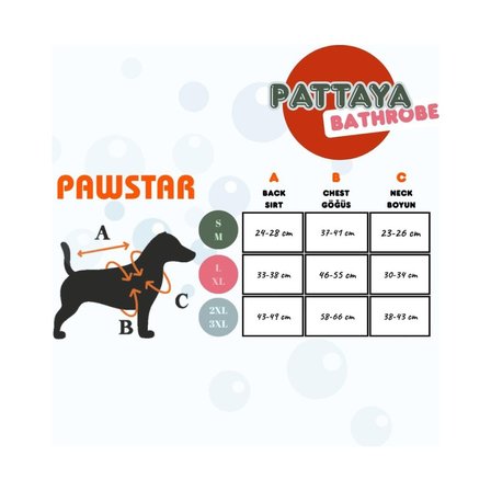Pawstar Bornoz Kedi ve KÜÇÜK Köpek Mavi Pattaya 2XL-3XL