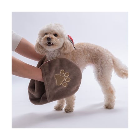 Pawstar Kedi  Köpek Banyo Kurulama Elcikli Havlu Kahverengi 23x78cm %100 Pamuk