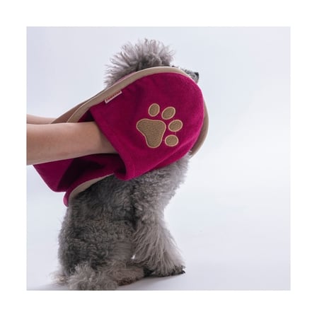 Pawstar Kedi  Köpek Banyo Kurulama Elcikli Havlu Fuşya 23x78cm %100 Pamuk