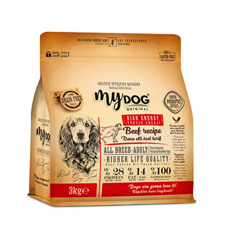 Mydog Az Tahıllı Dana Etli Yüksek Enerji Yetişkin Tüm Irk Köpek Maması 3kg