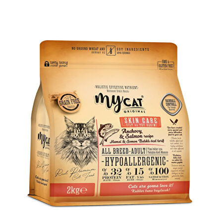 Mycat Az Tahıllı Hamsi & Somon Balıklı Skin Care Yetişkin Kedi Maması 2kg