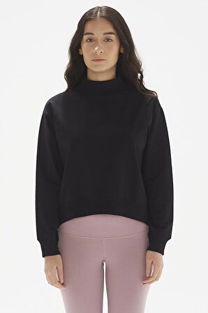 Rosetta Dik Yaka Pamuklu Örme Crop Sweatshirt