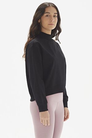 Rosetta Dik Yaka Pamuklu Örme Crop Sweatshirt