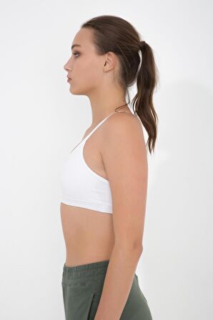 Fern Kare Yaka Organik Pamuk Hafif Destekli Sırt Detaylı Spor Sütyeni Bra