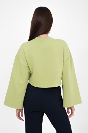 Gabriel Organik Pamuk Bisiklet Yaka Crop Sweatshirt