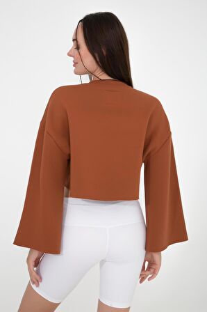 Gabriel Organik Pamuk Bisiklet Yaka Crop Sweatshirt