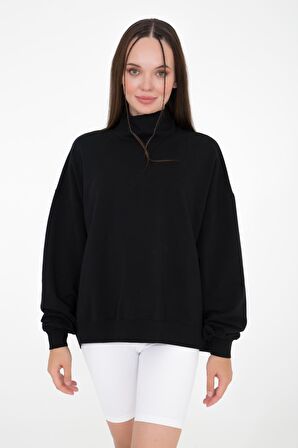 Vassago Dik Yaka Basic İnce Sweatshirt