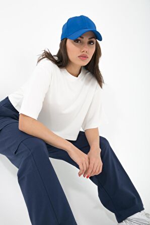 Fabriel Kısa Kollu Rahat Kesim Örme Crop T-Shirt