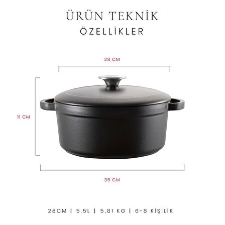 Voeux Elegance Derin Döküm Tencere 28 cm Siyah