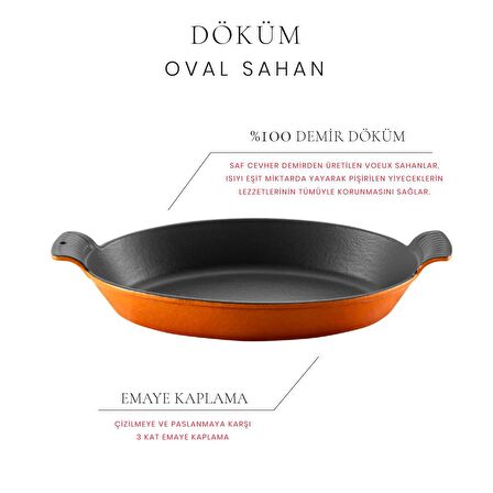 Voeux Amusant Döküm Kayık Sahan 20cm Turuncu ve Nihale