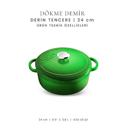 Voeux 24 cm Derin Tencere - Yeşil