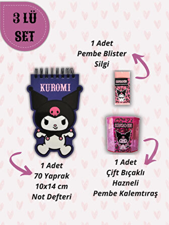 Ceylan Kırtasiye A6 Not Defteri + Çift Bıçaklı Hazneli Kalemtıraş + Blister Silgi Kırtasiye Seti ( 3 lü Set)