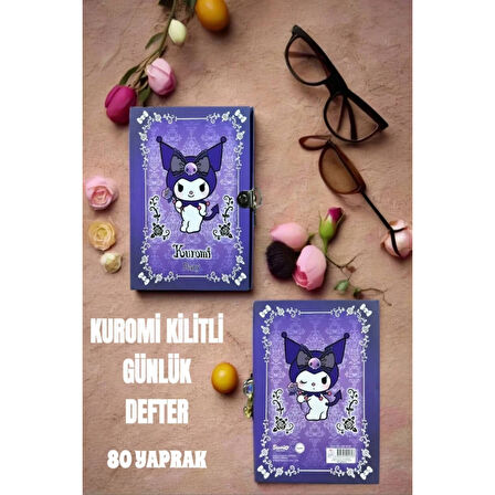 Kuromi Kilitli Defter 80 Yaprak Mavi- 14 x 20 cm