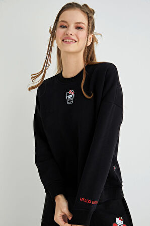 Lisanslı Baskılı Kalın Oversize Sweatshirt
