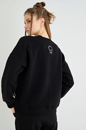 Lisanslı Baskılı Kalın Oversize Sweatshirt
