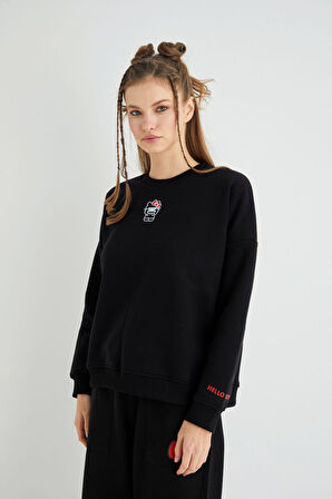 Lisanslı Baskılı Kalın Oversize Sweatshirt