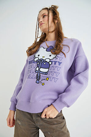 Lisanslı Baskılı Kalın Oversize Sweatshirt