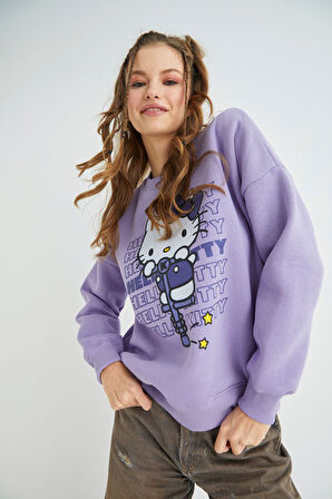 Lisanslı Baskılı Kalın Oversize Sweatshirt