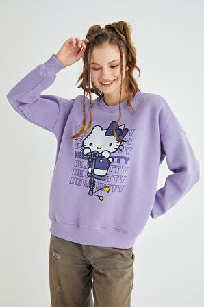 Lisanslı Baskılı Kalın Oversize Sweatshirt