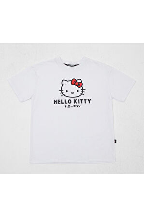 Lisanslı Baskılı Basic Beyaz T-shirt Relaxed Kalıp