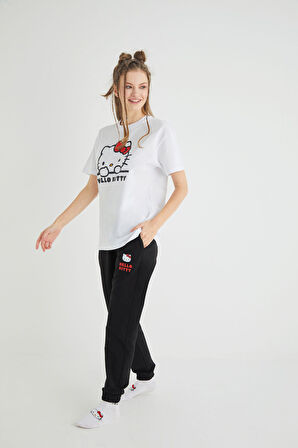 Lisanslı Baskılı Basic Beyaz T-shirt Relaxed