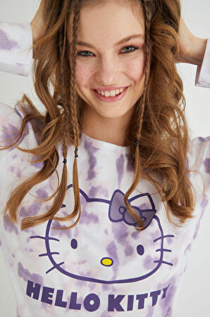 Lisanslı Uzun Kollu Mor Batik Pijama Takımı