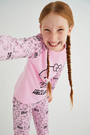 Kız Çocuk Pembe Kız Uzun Kol Pamuklu Pijama Takımı