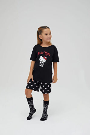 Kız Çocuk Kollu Şortlu Pamuklu Pijama Takımı